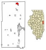 Location of Hoopeston in Vermilion County, Illinois.
