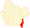 Map of Curarrehue commune in the Araucanía Region