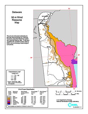 Delaware wind resource map 50m 800
