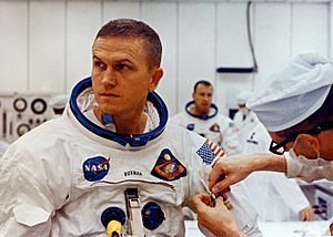 Frank Borman suiting up on launch day