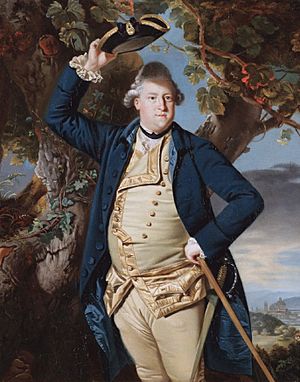 The Earl Cowper raising his hat in a painting by Zoffany