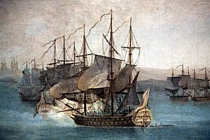 Le Départ de la flotte française pour l'expédition de Port-Mahon dans l'île de Minorque le 10 avril 1756-Nicolas Ozanne mg 8244b