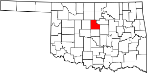 Map of Oklahoma highlighting Logan County