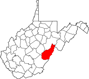 Map of West Virginia highlighting Pocahontas County