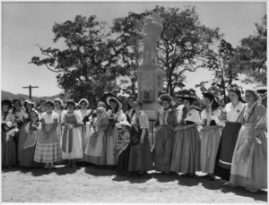 Queensland State Archives 6764 Women in costume in front of the sugar pioneers memorial Innisfail 4 October 1959