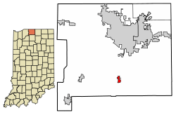 Location of Lakeville in St. Joseph County, Indiana.