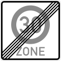 Zeichen 274.2 - Ende einer Tempo 30-Zone (einseitig), StVO 2013