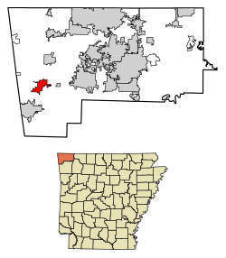 Location of Gentry in Benton County, Arkansas.