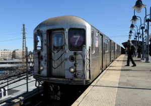 Boarding the New York City MTA 7 subway
