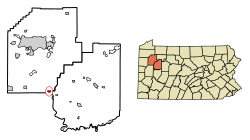 Location of Emlenton in Clarion County, Pennsylvania.