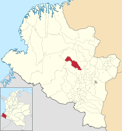 Location of the municipality and town of La Llanada in the Nariño Department of Colombia.