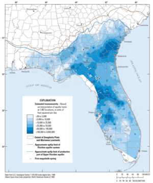 Estimated transmissivity of the Floridan aquifer sytem