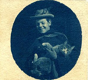 Florence Luscomb holding her cat Needles, ca. 1893. (15488818348)