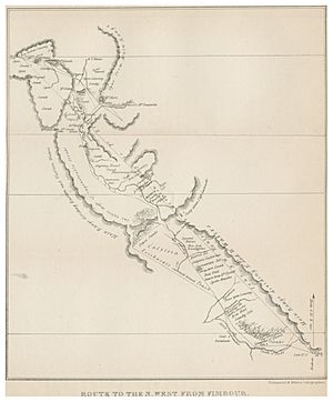 HODGSON(1846) EXPLORATION ROUTE FROM JIMBOUR TO NORTH WEST
