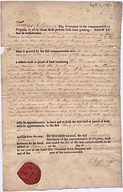 Land grant Hugh Mercer's Heirs Thomas Jefferson 1780