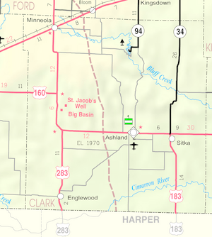 Map of Clark Co, Ks, USA
