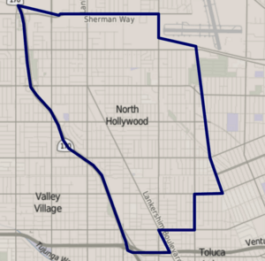 Map of North Hollywood, Los Angeles, California
