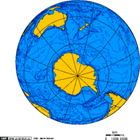 Orthographic projection centred over Ross Island