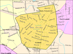 Census Bureau map of Freehold Borough, New Jersey