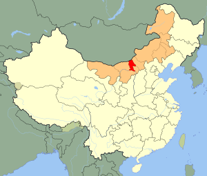 Baotou (red) in Inner Mongolia (orange) and China