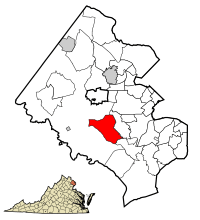 Burke, Fairfax County, Virginia.  Burke Centre is the western part of the red area on this map.