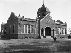 Front exterior of Anaheim High School, ca.1900 (CHS-2815)