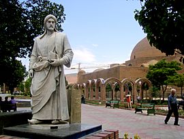 Khaqani statue in Khaqani Park, Tabriz, Iran