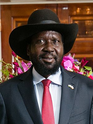 President Barack Obama and First Lady Michelle Obama greet His Excellency Salva Kiir Mayardit, President of the Republic of South Sudan (cropped).jpg