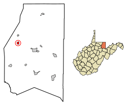 Location of Reedsville in Preston County, West Virginia.
