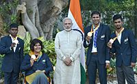 Prime Minister Narendra Modi with the medal winners of the Rio 2016 Paralympics (29311262974)