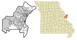 Location of Maplewood, Missouri