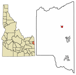 Location of Tetonia in Teton County, Idaho.
