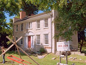 The Warren Hull House, at the intersection of Genesee Street and Pavement Road in Lancaster. It is Erie County's oldest surviving stone structure, built in 1810.