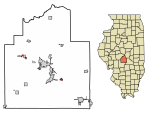 Location of Owaneco in Christian County, Illinois.