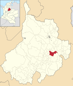 Location of the municipality and town of Curiti in the Santander  Department of Colombia.