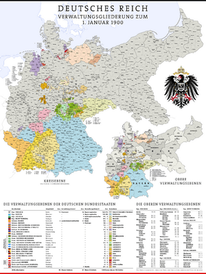 Karte Deutsches Reich, Verwaltungsgliederung 1900-01-01