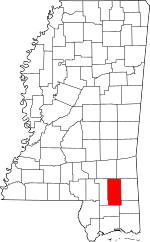 Map of Mississippi highlighting Perry County