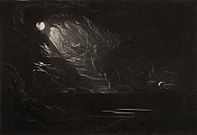 The Creation of Light (1824–1827) mezzotint, plate, 13.3 × 19.7 cm. (5 14 × 7 34 in.), Museum of Fine Arts, Houston