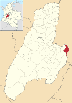 Location of the municipality and town of Icononzo in the Tolima Department of Colombia.