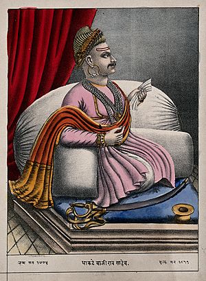 Dhakate Bajirava Saheb. Coloured lithograph, 1888. Wellcome V0045040.jpg