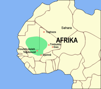The Ghana Empire at its greatest extent
