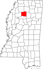 Map of Mississippi highlighting Yalobusha County