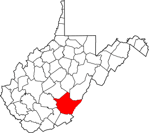 Map of West Virginia highlighting Greenbrier County.svg