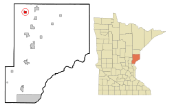 Location of the city of Denhamwithin Pine County, Minnesota