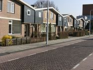 Row of houses; street in Dronten