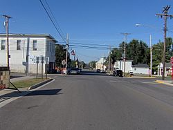 Along the main street in Rushsylvania's small business district