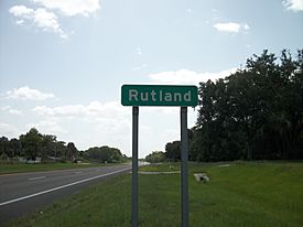 Sign along westbound State Road 44 as it enters Rutland.