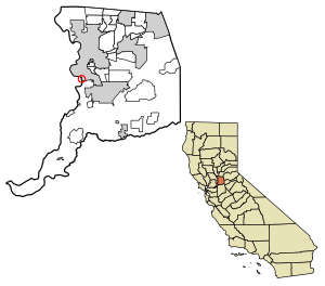 Location of Freeport in Sacramento County, California.