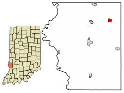 Location of Hymera in Sullivan County, Indiana.