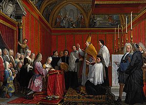 The solemnisation of the marriage of Prince James Francis Edward Stuart and Princess Maria Clementina Sobieska (Montefiascone 1 September 1719) by Agostino Masucci